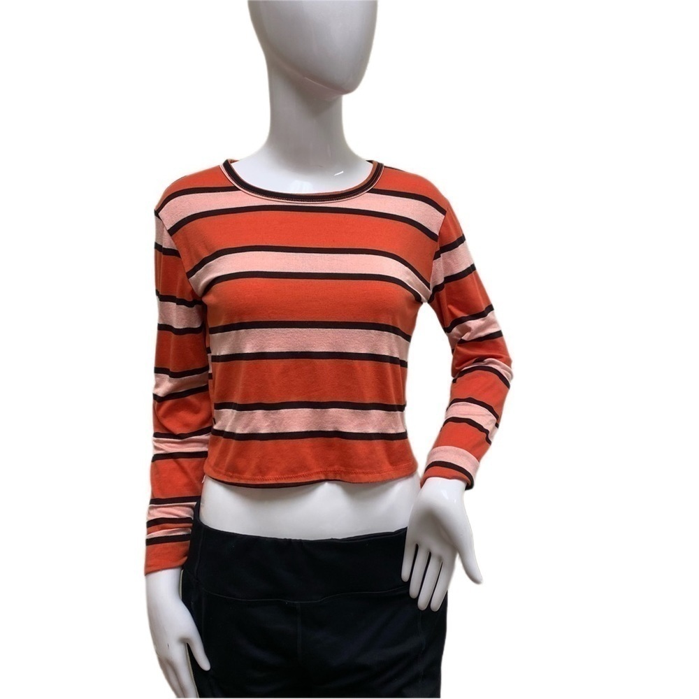 ⭐️ Women’s size small striped long sleeved crop orange pink&black Charlotte Rus